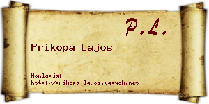 Prikopa Lajos névjegykártya